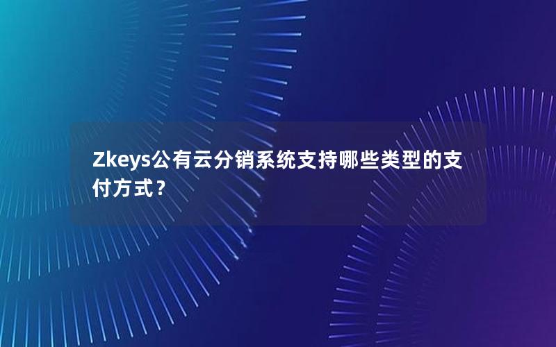 Zkeys公有云分销系统支持哪些类型的支付方式？