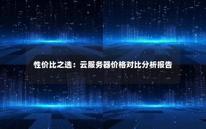 性价比之选：云服务器价格对比分析报告