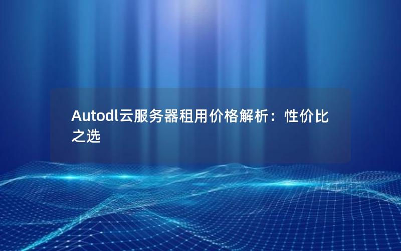 Autodl云服务器租用价格解析：性价比之选