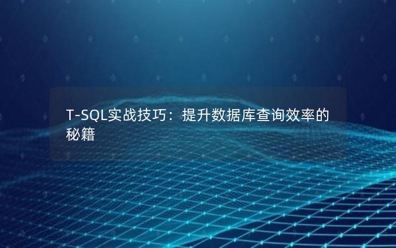 T-SQL实战技巧：提升数据库查询效率的秘籍