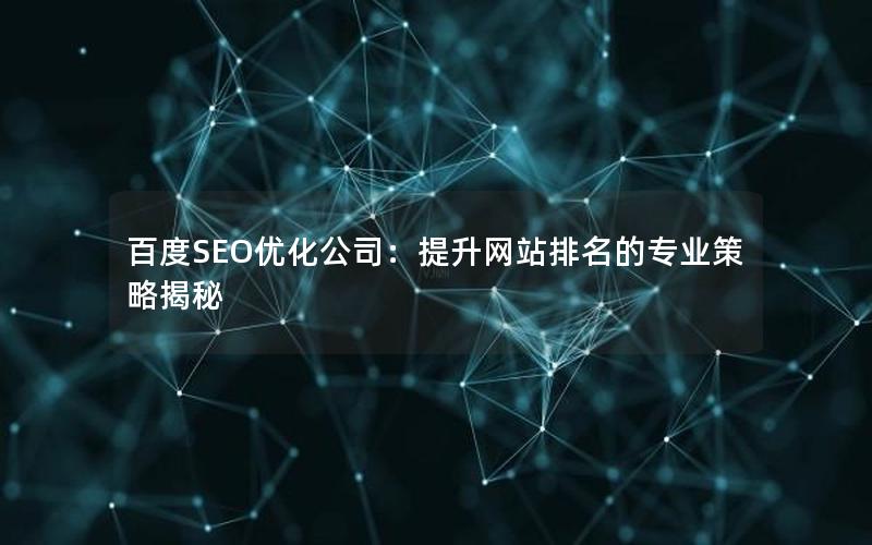 百度SEO优化公司：提升网站排名的专业策略揭秘