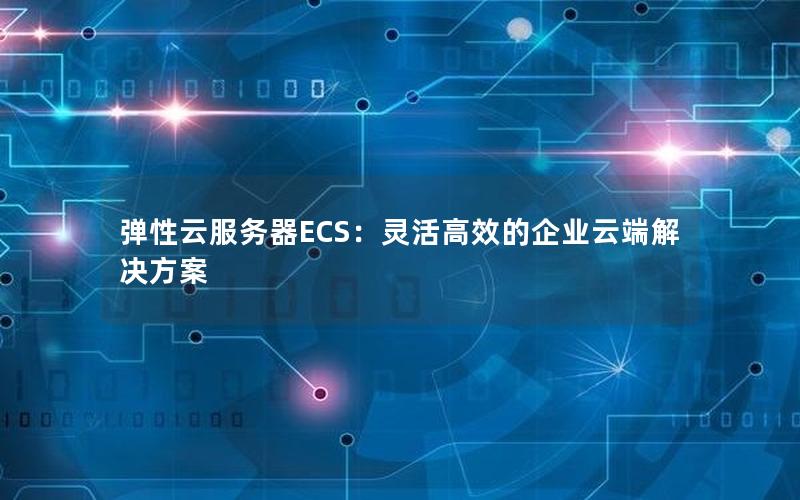 弹性云服务器ECS：灵活高效的企业云端解决方案