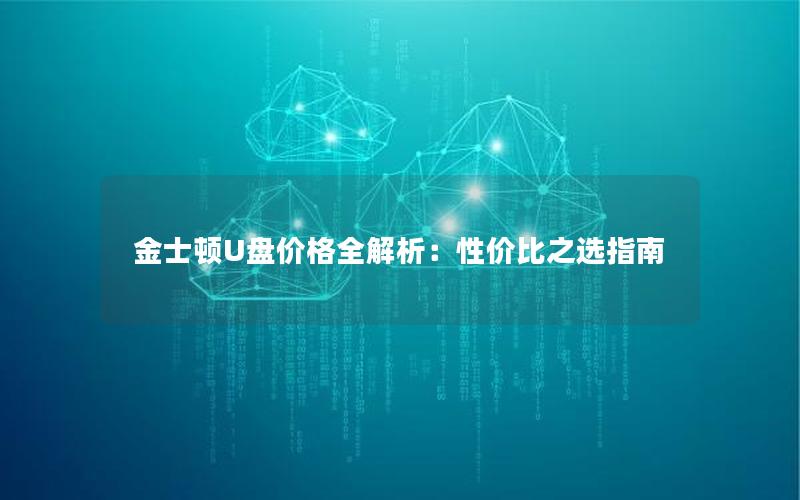 金士顿U盘价格全解析：性价比之选指南