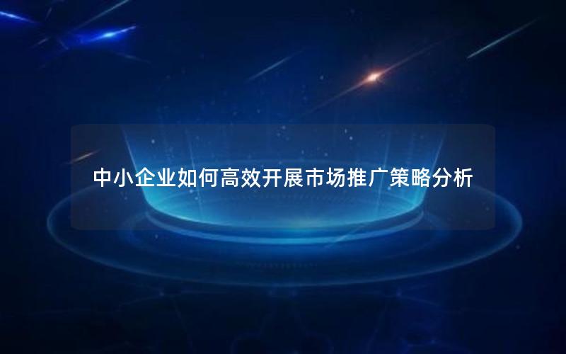 中小企业如何高效开展市场推广策略分析