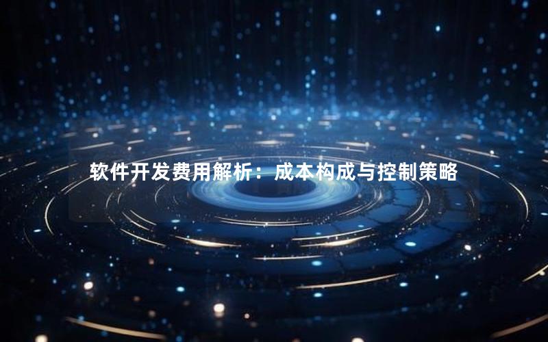 软件开发费用解析：成本构成与控制策略