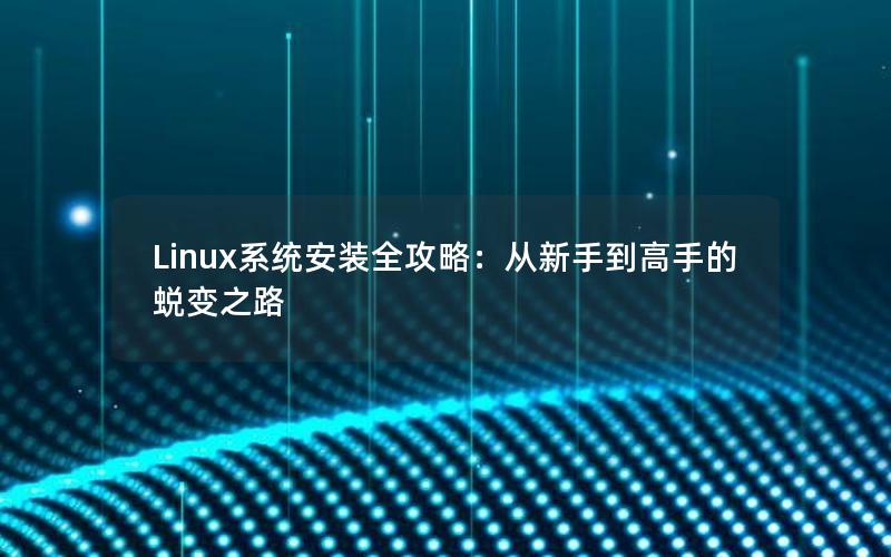 Linux系统安装全攻略：从新手到高手的蜕变之路