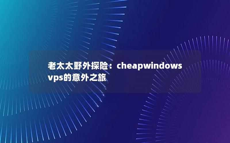 老太太野外探险：cheapwindowsvps的意外之旅