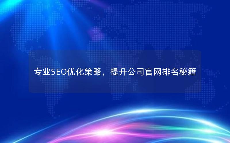 专业SEO优化策略，提升公司官网排名秘籍