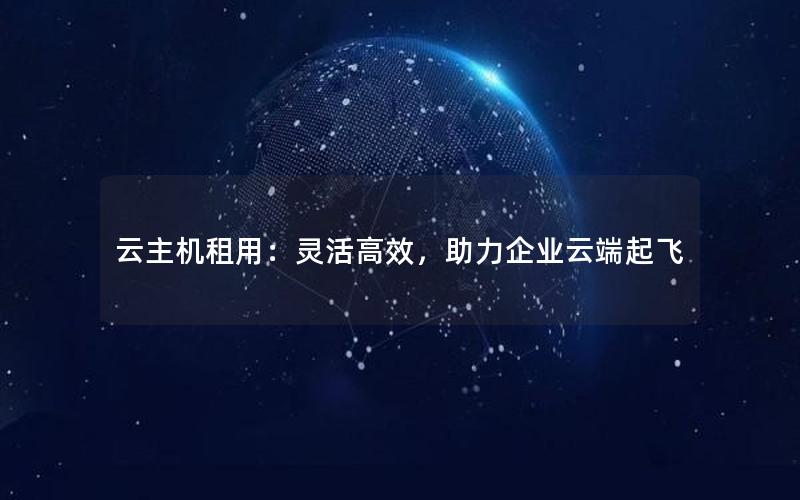 云主机租用：灵活高效，助力企业云端起飞