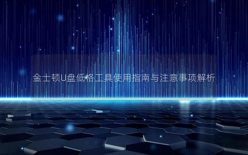 金士顿U盘低格工具使用指南与注意事项解析