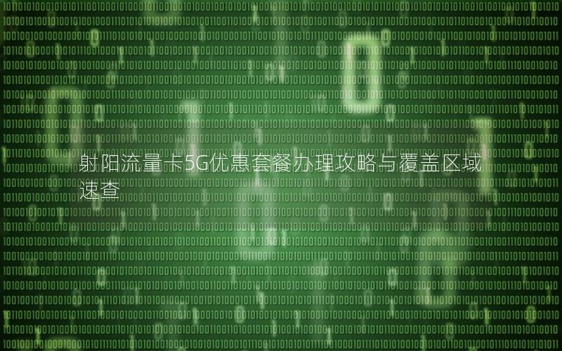 射阳流量卡5G优惠套餐办理攻略与覆盖区域速查