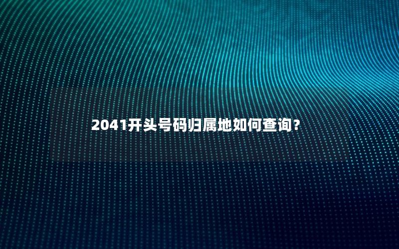 2041开头号码归属地如何查询？