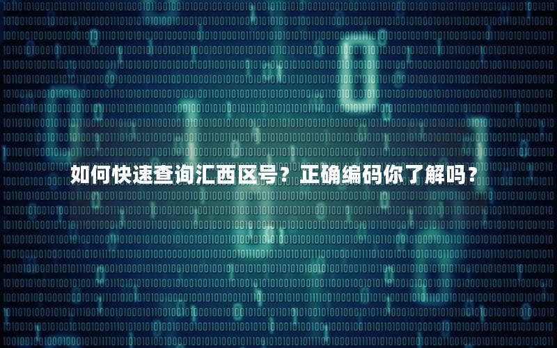 如何快速查询汇西区号？正确编码你了解吗？