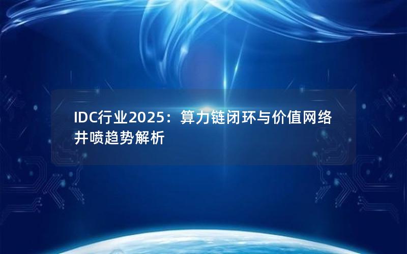 IDC行业2025：算力链闭环与价值网络井喷趋势解析