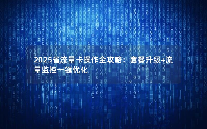 2025省流量卡操作全攻略：套餐升级+流量监控一键优化