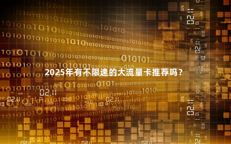 2025年有不限速的大流量卡推荐吗？