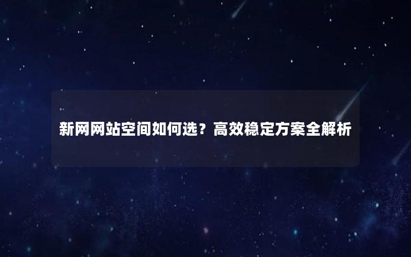 新网网站空间如何选？高效稳定方案全解析