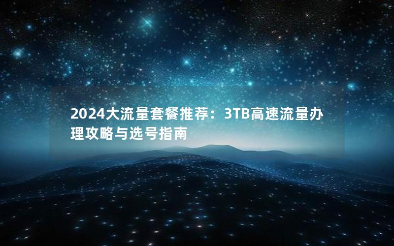 2024大流量套餐推荐：3TB高速流量办理攻略与选号指南