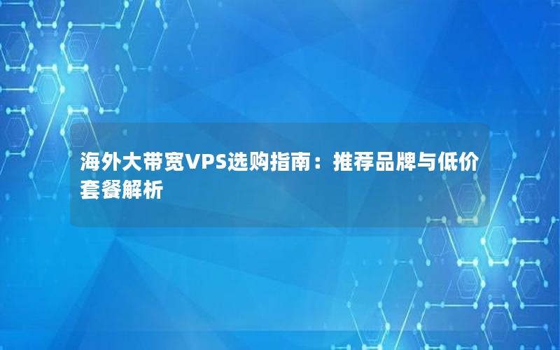 海外大带宽VPS选购指南：推荐品牌与低价套餐解析