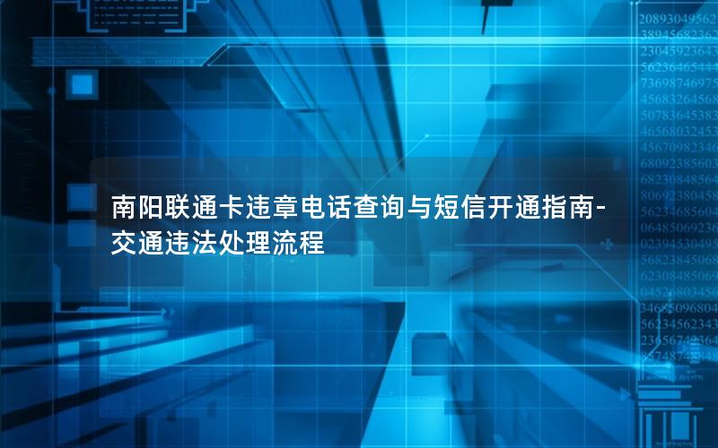 南阳联通卡违章电话查询与短信开通指南-交通违法处理流程