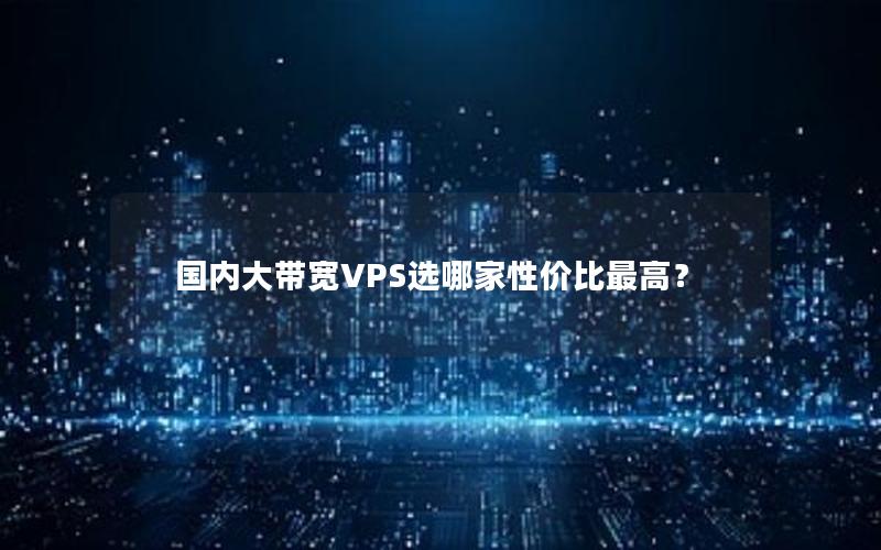 国内大带宽VPS选哪家性价比最高？