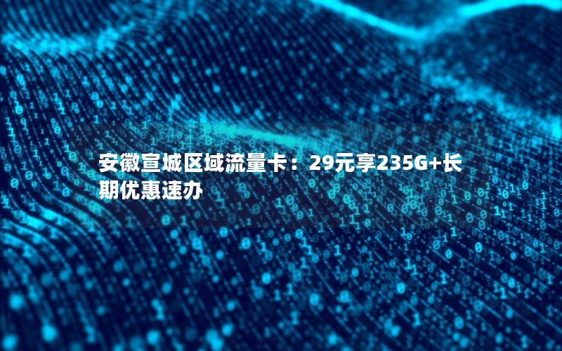 安徽宣城区域流量卡：29元享235G+长期优惠速办