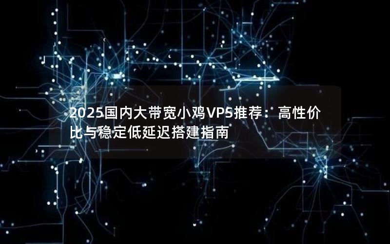 2025国内大带宽小鸡VPS推荐：高性价比与稳定低延迟搭建指南