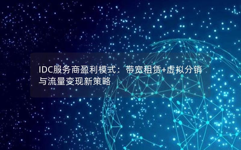 IDC服务商盈利模式：带宽租赁+虚拟分销与流量变现新策略