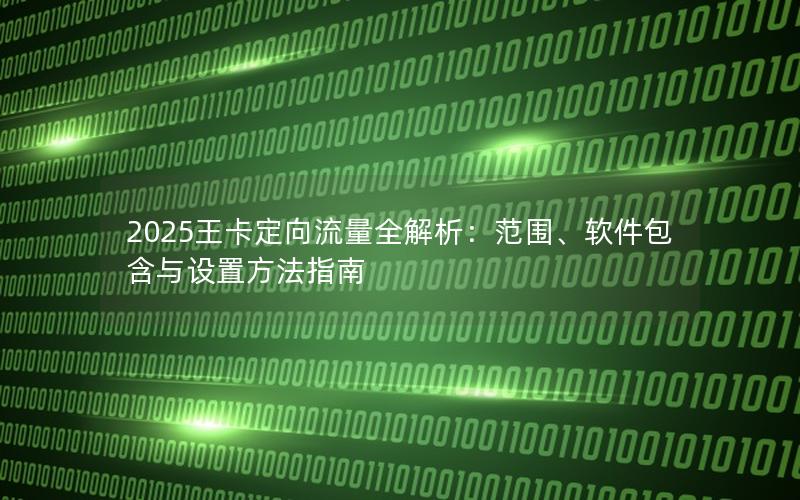 2025王卡定向流量全解析：范围、软件包含与设置方法指南