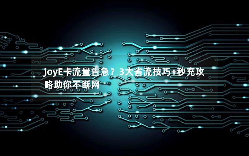 JoyE卡流量告急？3大省流技巧+秒充攻略助你不断网