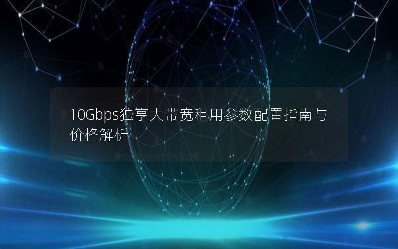 10Gbps独享大带宽租用参数配置指南与价格解析