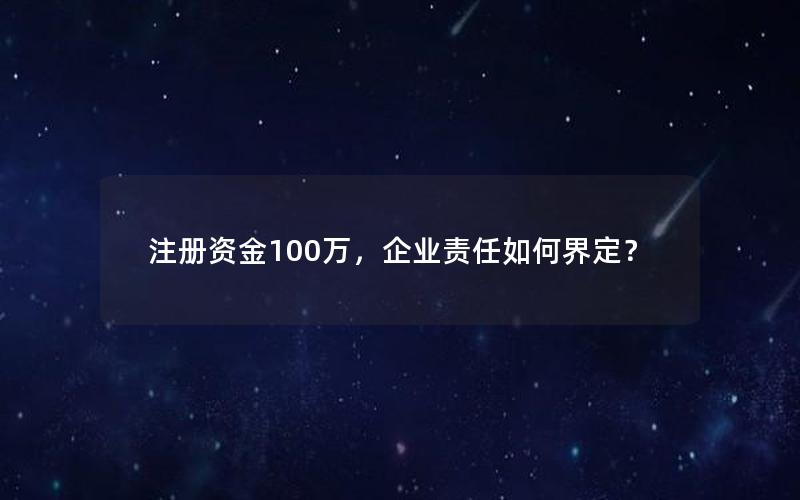 注册资金100万，企业责任如何界定？