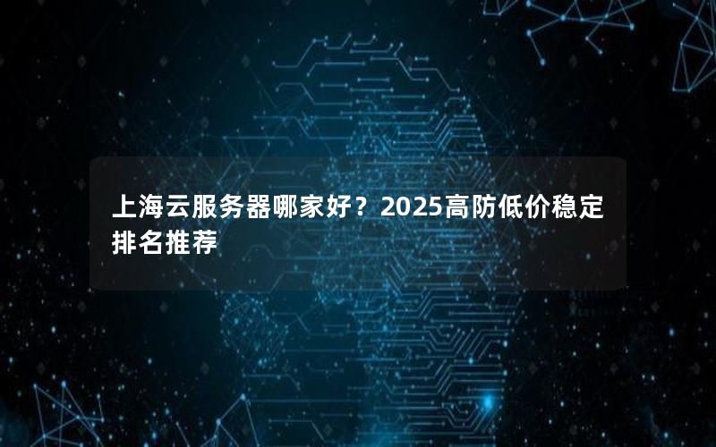 上海云服务器哪家好？2025高防低价稳定排名推荐