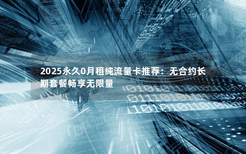 2025永久0月租纯流量卡推荐：无合约长期套餐畅享无限量