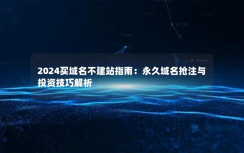 2024买域名不建站指南：永久域名抢注与投资技巧解析