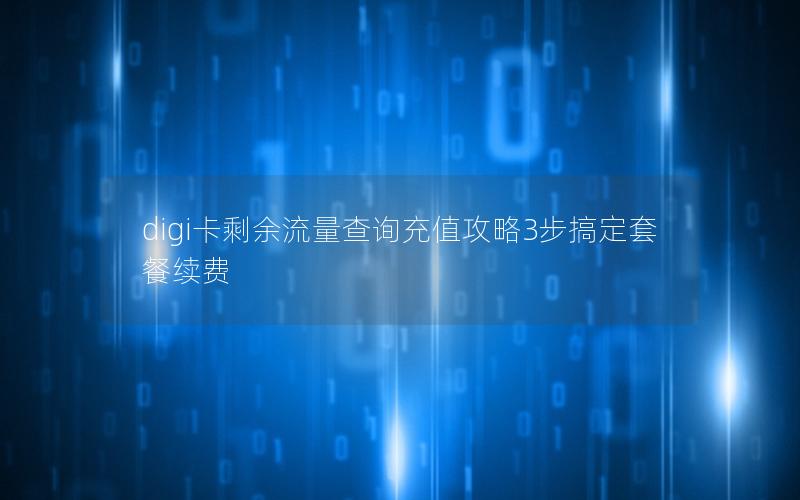 digi卡剩余流量查询充值攻略3步搞定套餐续费