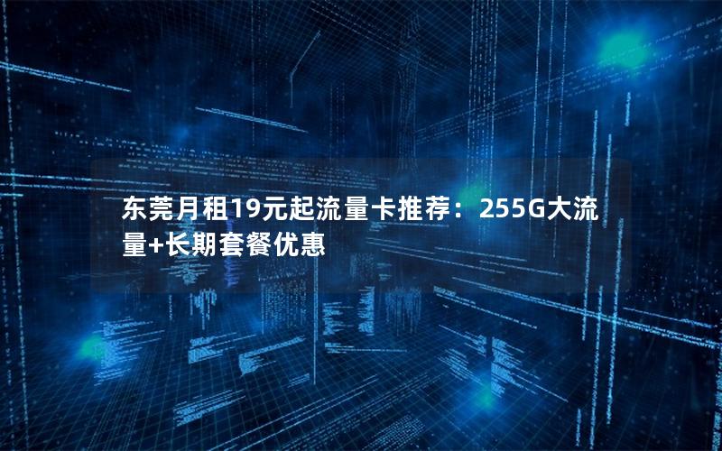 东莞月租19元起流量卡推荐：255G大流量+长期套餐优惠