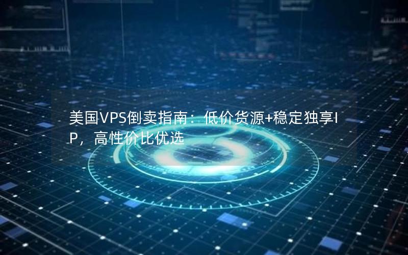 美国VPS倒卖指南：低价货源+稳定独享IP，高性价比优选