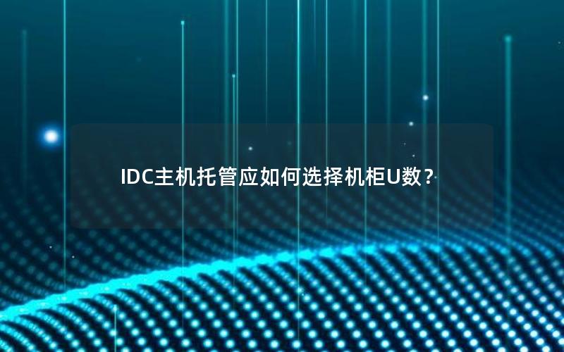 IDC主机托管应如何选择机柜U数？