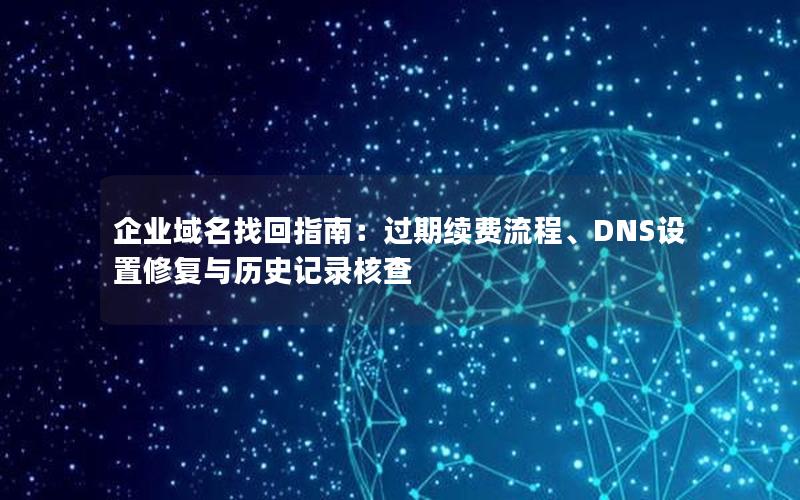 企业域名找回指南：过期续费流程、DNS设置修复与历史记录核查