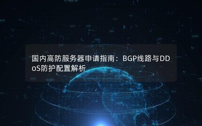 国内高防服务器申请指南：BGP线路与DDoS防护配置解析