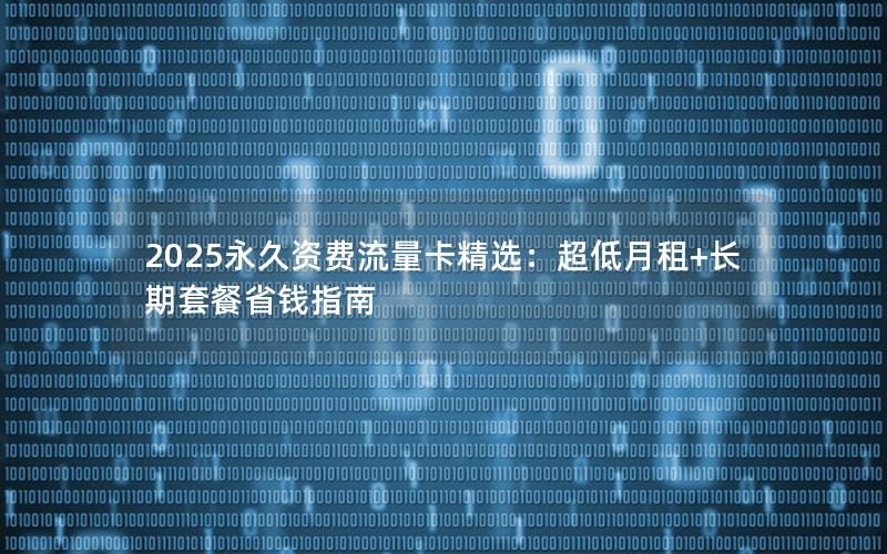 2025永久资费流量卡精选：超低月租+长期套餐省钱指南