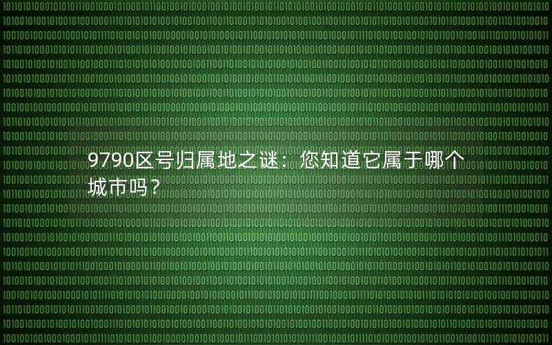 9790区号归属地之谜：您知道它属于哪个城市吗？