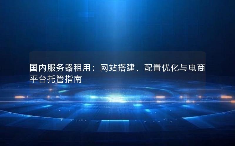 国内服务器租用：网站搭建、配置优化与电商平台托管指南