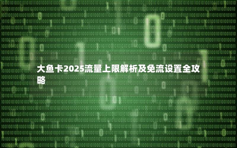 大鱼卡2025流量上限解析及免流设置全攻略