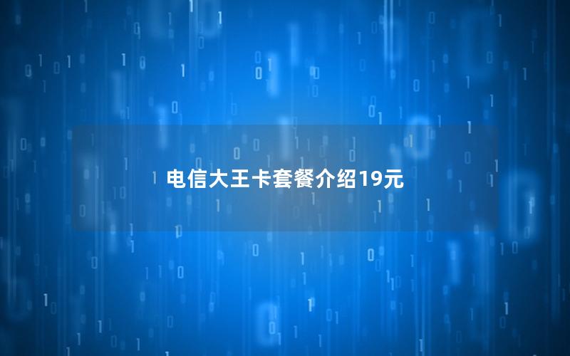 电信大王卡套餐介绍19元