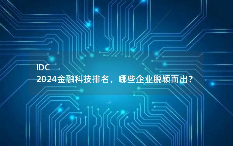 IDC 2024金融科技排名，哪些企业脱颖而出？