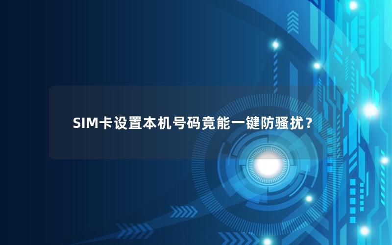 SIM卡设置本机号码竟能一键防骚扰？