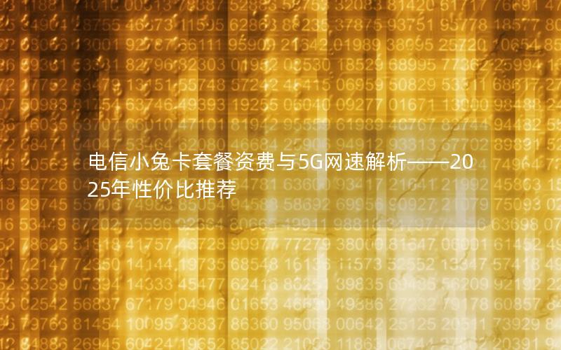 电信小兔卡套餐资费与5G网速解析——2025年性价比推荐