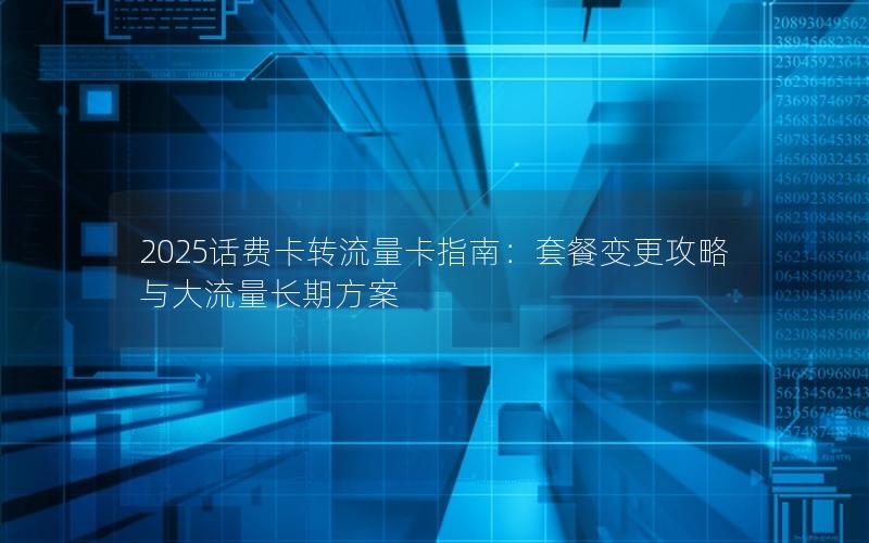 2025话费卡转流量卡指南：套餐变更攻略与大流量长期方案